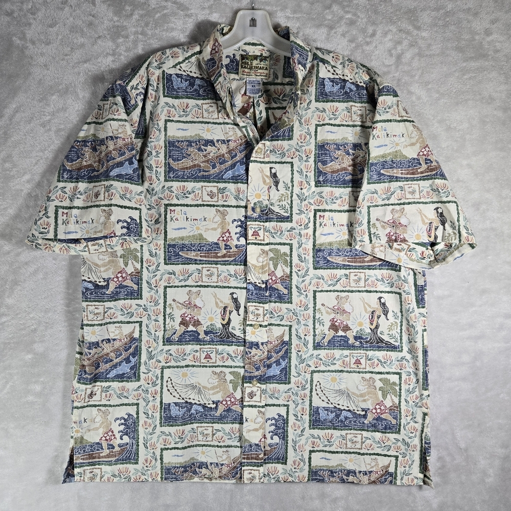 Reyn Spooner Mele Kalikimaka Hawaiian Button Down Mens Size Extra Large XL Canoe